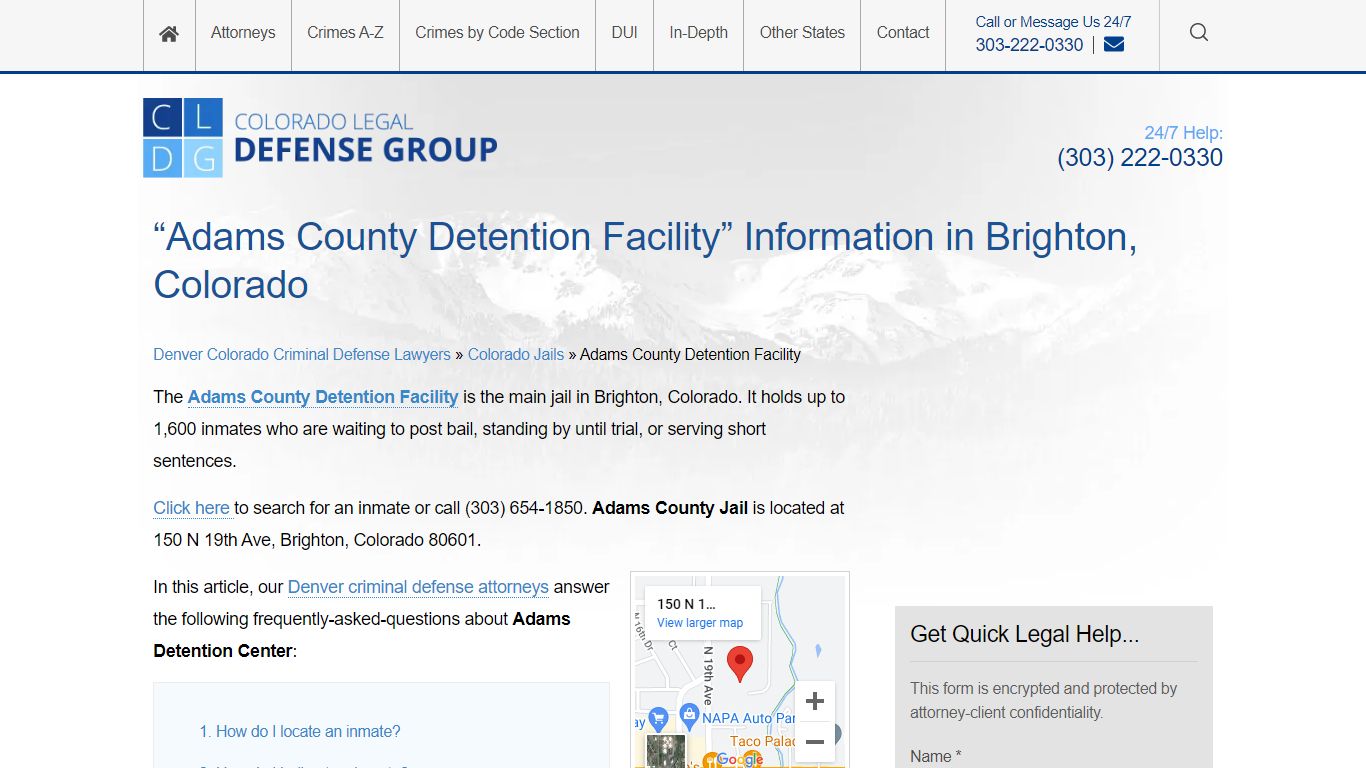 “Adams County Detention Facility” Information in Brighton, Colorado